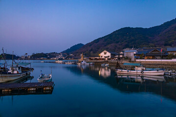 鞆の浦　漁港　夜明