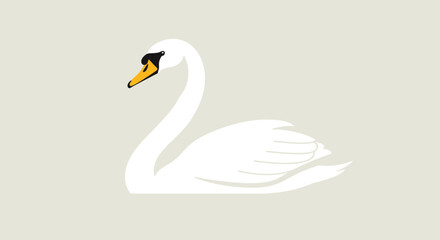 Obraz premium Elegant White Swan on Light Background, Minimalist Style, Vector Illustration