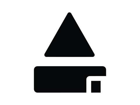 Geometric upward arrow and baseplate icon, representing progress, growth, increase, and positive direction.