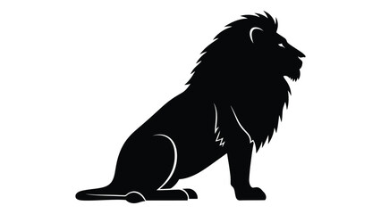Majestic black silhouette of a lion sitting with a full mane isolated on white background, Vector © MDRaisul