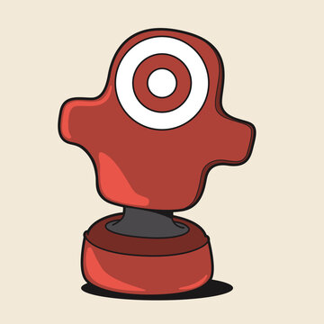 Simple Cartoon Red Wrestler Punching Bag Vector Illustration
