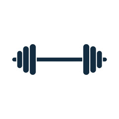 A simple graphic illustration of a dumbbell on a white background