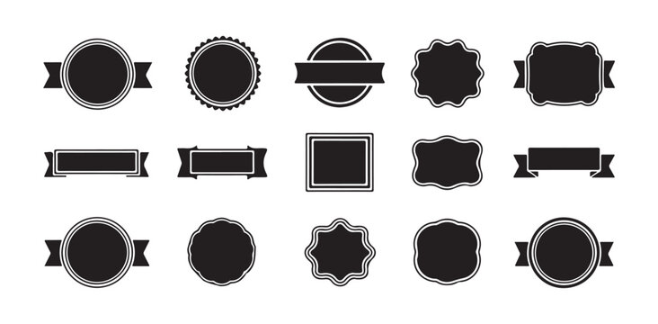 Collection of blank shapes badges banners labels stamps and tags for design