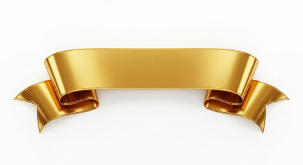 Elegant golden banner ribbon, perfect for adding a touch of luxury to awards, certificates, and promotional designs.