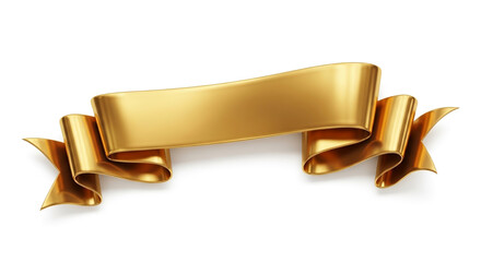 Curving golden ribbon banner offering ample space for text, perfect for prestigious awards, titles, and invitations.