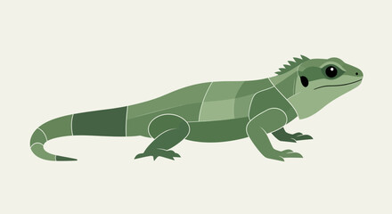 Fototapeta premium Green Lizard Illustration with Segmented Body and Light Background