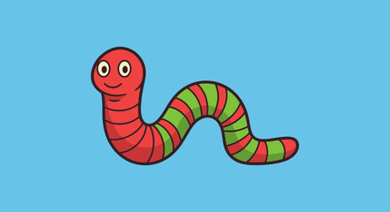 Obraz premium Happy Cartoon Worm Character Greeting