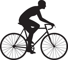 Obraz premium Classic Vintage Bicycle Rider Silhouettes Minimalist Commuter Icon