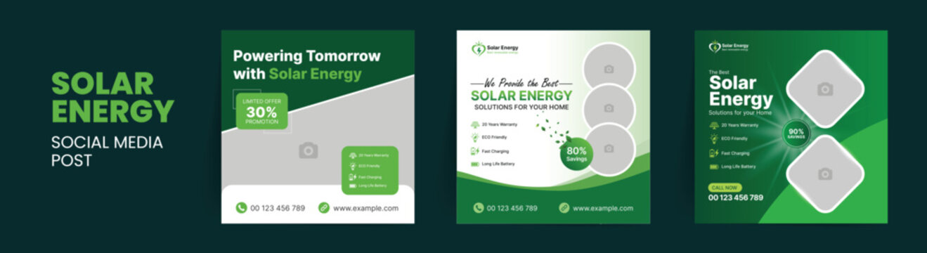 Solar Energy Company Promotion Social Media Post and Web Banner Template