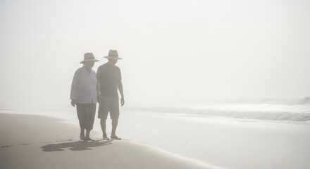 Couple Walking Along the Beach Together.