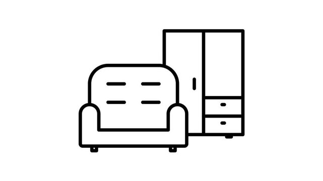 Animated sofa and wardrobe furniture icon