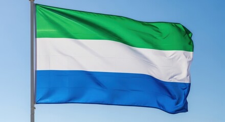 Obraz premium Sierra Leone Flag Waving in Natural Light