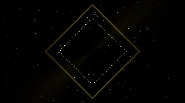 Golden particles countdown timer on black background