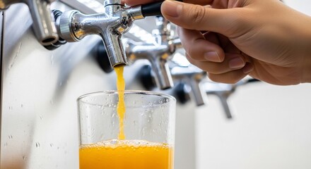 Fresh Orange Juice Being Poured into Glass.