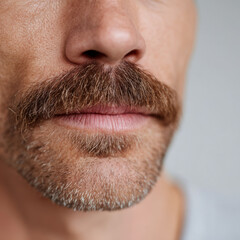 Obraz premium Close-up of mature man's mustache and beard
