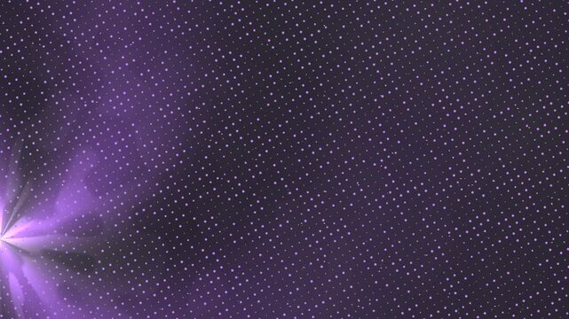 An abstract image featuring a purple dot pattern and a bright, starburst-like central focal point