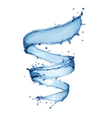 Water splashes in a swirling form isolated on a transparent background. Generative AI