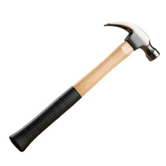 Claw hammer with wooden handle and steel head isolated on white background isolated on transparent background