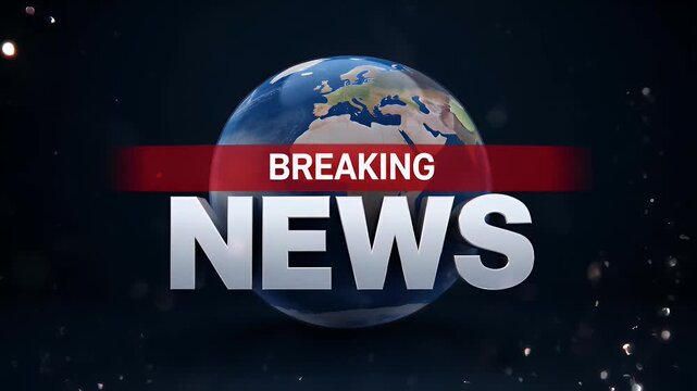 Dramatic Breaking News Graphic with Earth Globe Background and Particle Effects