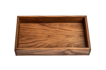 Empty Wooden Tray on White Background