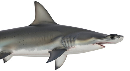 Fototapeta premium Shark with sharp teeth swimming in the ocean with a sleek streamlined body and a distinctive dorsal fin