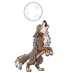 Mythical wolf creature holding a shield and sword in ancient battle attire