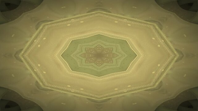 A symmetrical, abstract composition with an octagonal center. It has a geometric and patterned design