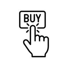 Obraz premium A hand clicking a buy button with a black line art design