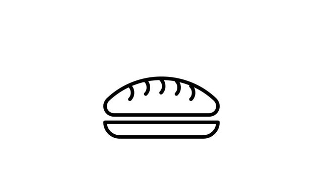Freshly baked bread animation icon isolated