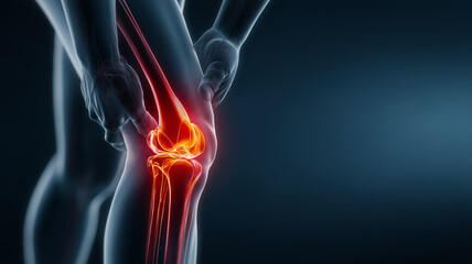 スポーツによる膝の炎症と痛みを表現したイメージ