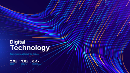 High Speed Light Particles Internet Data Background. Digital Road Fast Speed Internet Broadband Data Flow Concept. Light Arc Turn Twist Bend Effect. Vector Illustration. © ec0de
