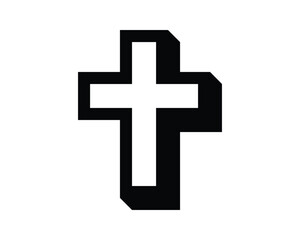 Obraz premium Bold Black Cross Icon with Geometric Shape and Modern Design Style