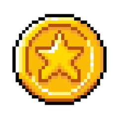 Fototapeta premium pixel art Gold coin Vector isolated background