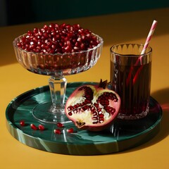 Glass of mulled wine with spices and fresh fruits isolated on white background