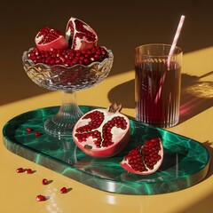 Glass of mulled wine with spices and fresh fruits isolated on white background