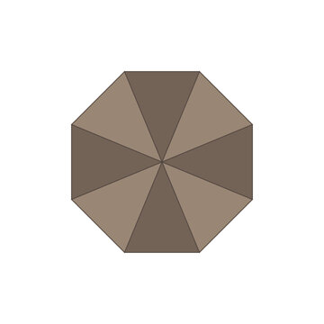Octagon shape icon. Brown umbrella Vector. Geometric top view. Parasol cover symbol.