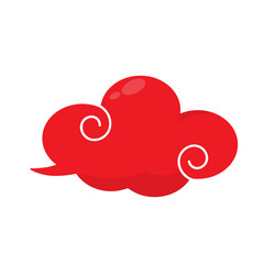 Red Auspicious Chinese Cloud Pattern Oriental Graphic Element