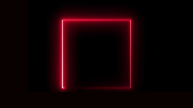 Square rectangle picture frame with two tine neon blue color motion graphic on black background..