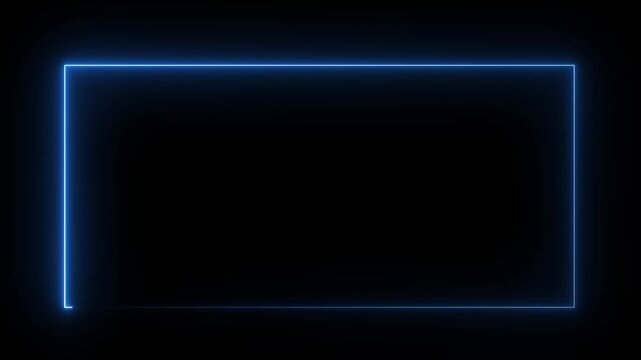 Abstract glowing neon rectangle border frame in the shape rectangle glowing and futuristic energy line animation