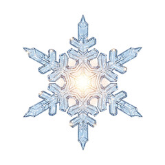 Intricate geometric snowflake with crystalline patterns and delicate ice formations