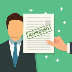 Business Approval Document with Official Approved Stamp Illustration Concept Art