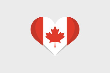 Fototapeta premium Canadian flag heart symbol representing love for Canada patriotism national pride and identity graphic illustration for travel tourism and national events with maple leaf motif