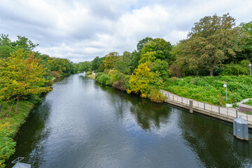 Fototapeta premium Landwehr Canal, and the Tiergarten Park, Berlin