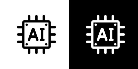 基板とAI文字の人工知能アイコン (ベクター)