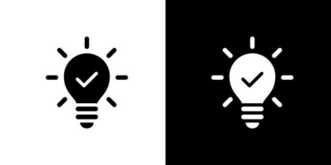 電球とチェックマークのアイコン (ベクター)