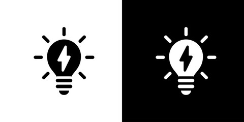電球と雷のエネルギーアイコン (ベクター)