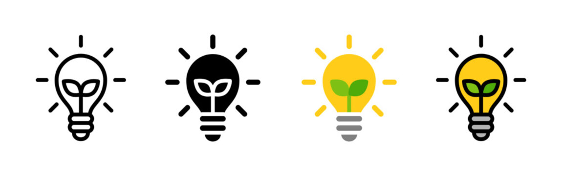 電球に芽のアイコンセット (ベクター)