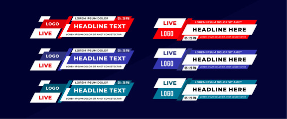 Naklejka premium Abstract modern geometric lower third banner template design for broadcasting