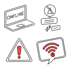 Offline internet and wifi warning signs