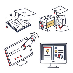 Online education and learning concept with graduation cap
